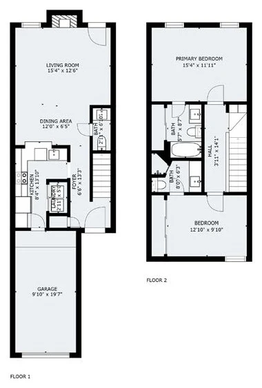 D1 floor plan: 2 Bed, 2.5 Bath, 1,115 sq ft